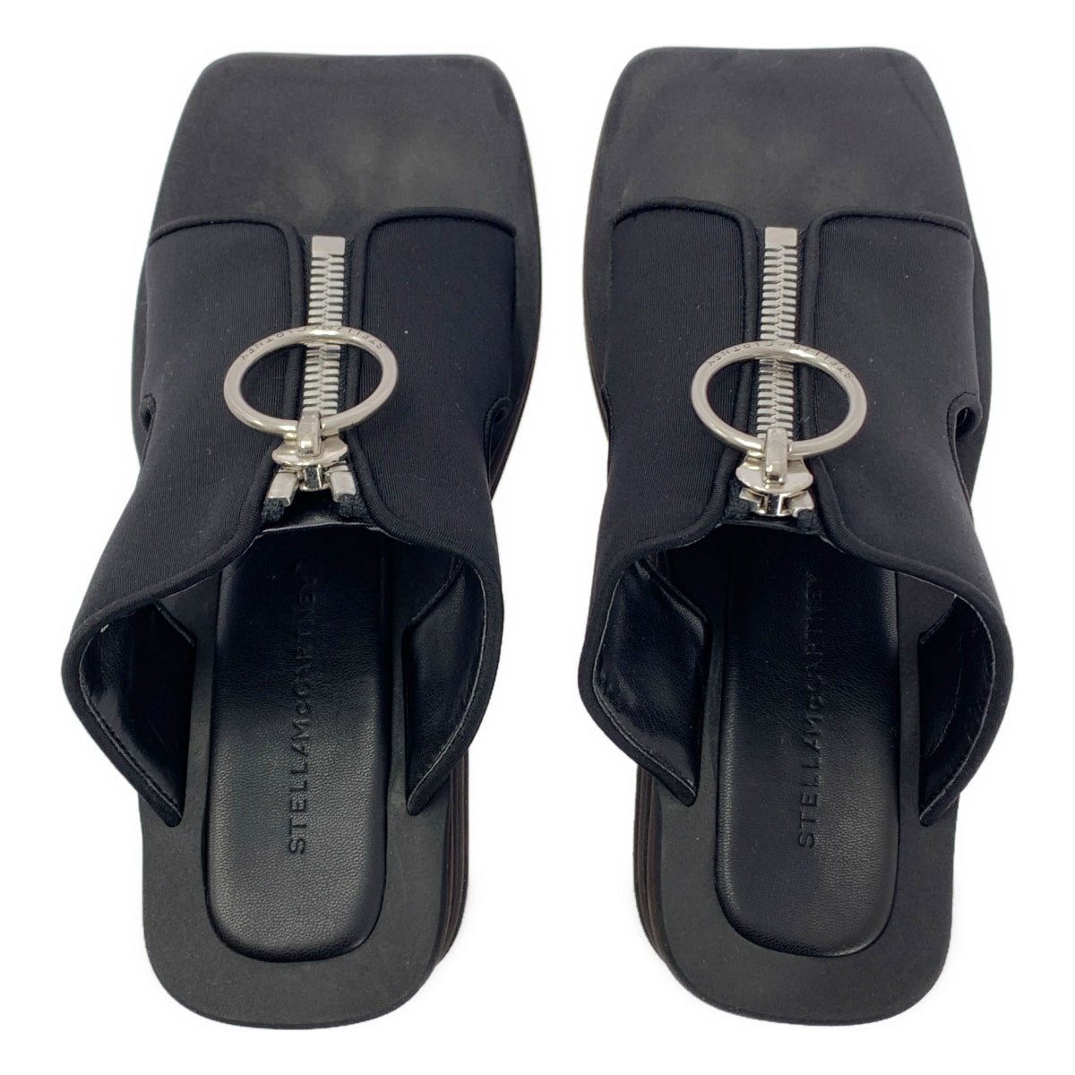 STELLA McCARTNEY / ステラマッカートニー | SLIDE STRETCH SCUBA / ロゴジップ プラットフォーム サンダル | 35 | ブラック | レディース