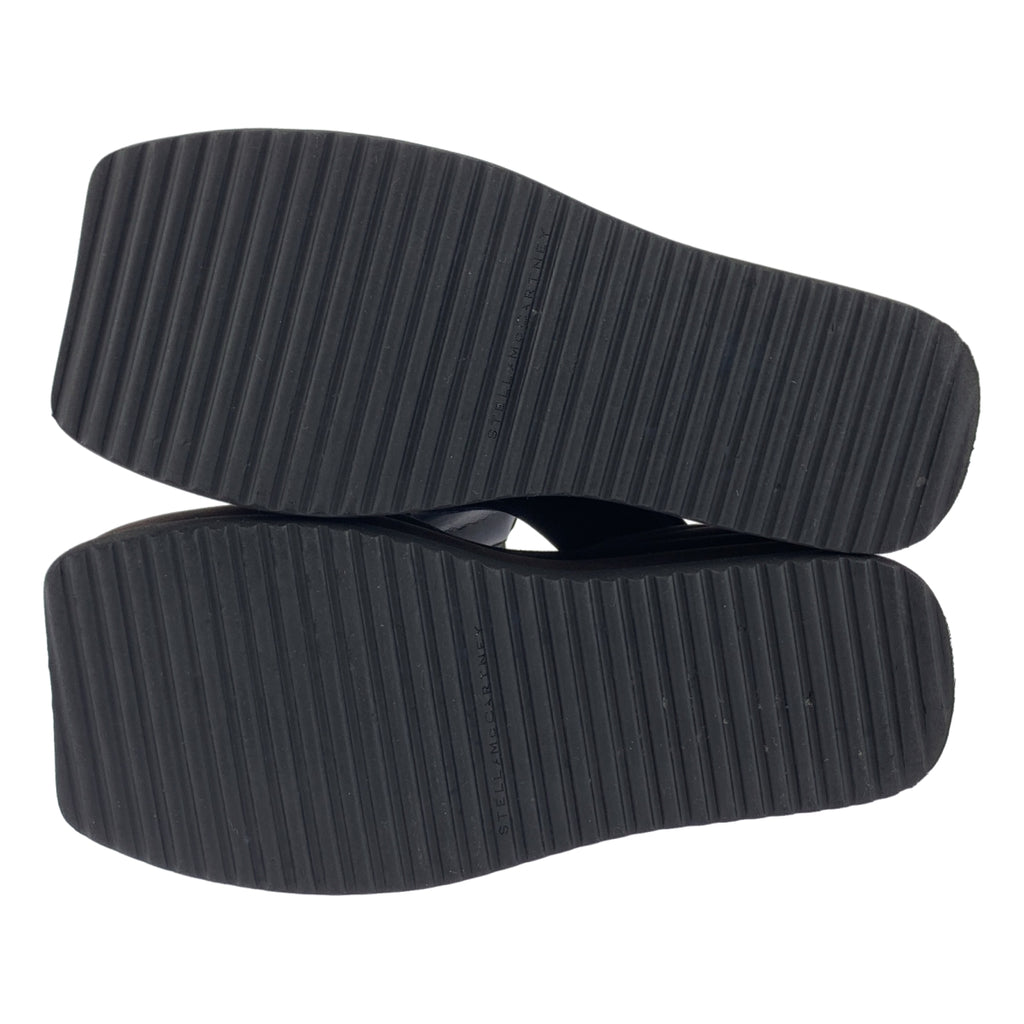 STELLA McCARTNEY / ステラマッカートニー | SLIDE STRETCH SCUBA / ロゴジップ プラットフォーム サンダル | 35 | ブラック | レディース