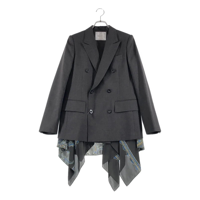 sacai / サカイ | 2025AW | Suiting x Paisley Print Jacket / 異材質拼接西裝佩斯利印花夾克 | 1 | 女款