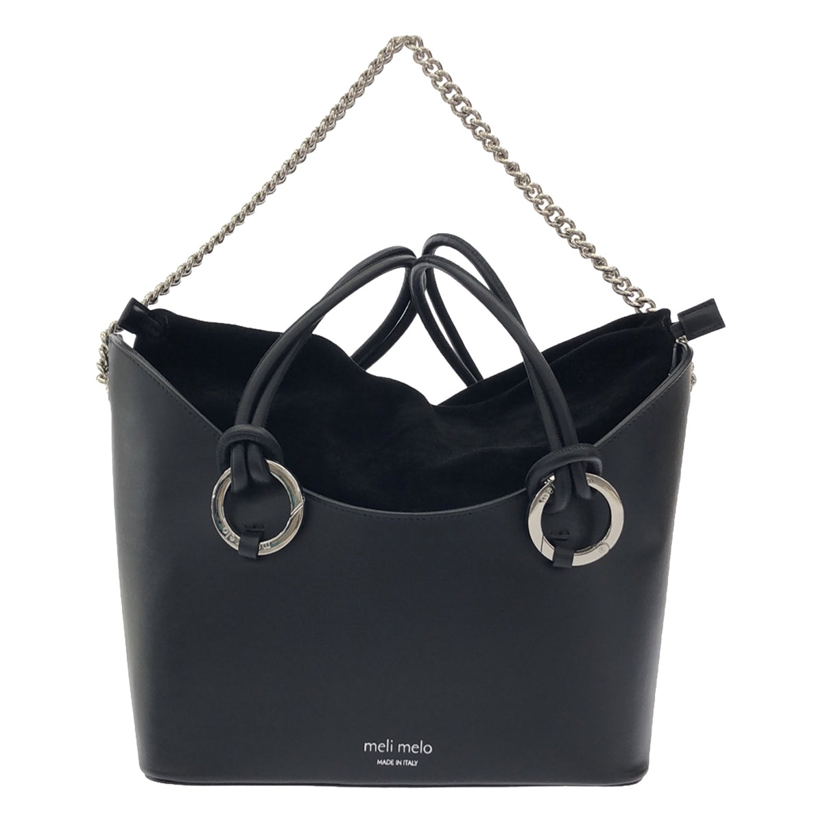 [New] Meli Melo | ORNELLA 2-Way Leather Suede Drawstring Shoulder Tote Bag | Black | Women's