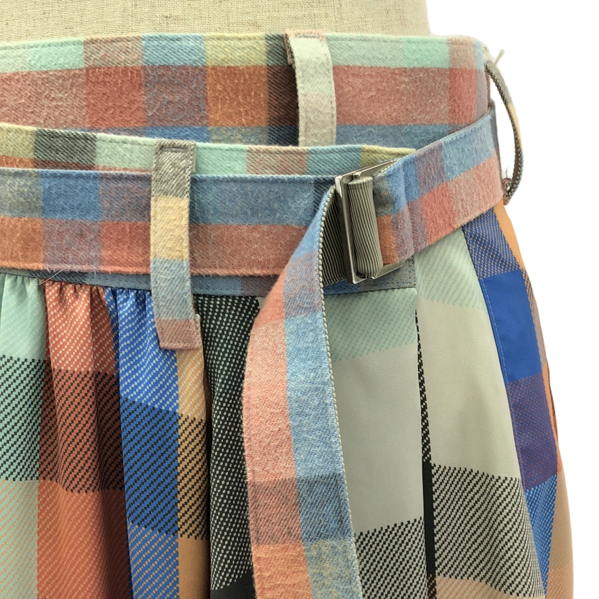 sacai / サカイ | Patchwork Plaid Skirt チェック 異素材切替