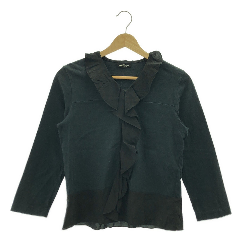 COMME des GARÇONS | 經編針織布料2000 秋冬 |棉質銅氨絲荷葉邊 V 領上衣 | SHOPBOP黑色|女性的