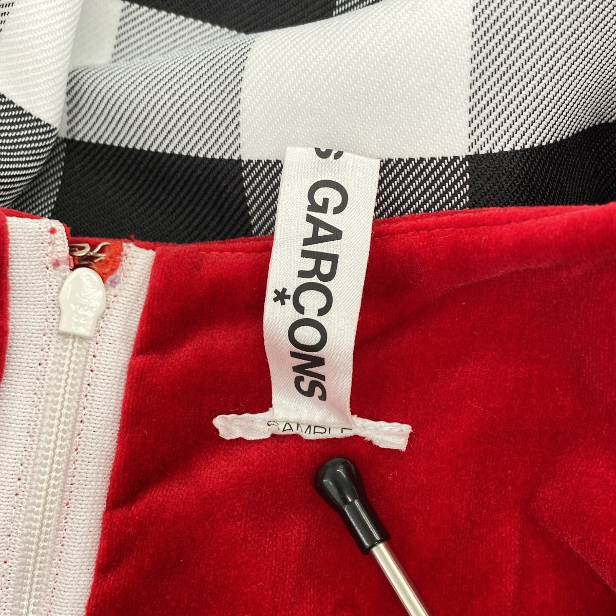 COMME des GARCONS / 콤데 갤슨 | 체크 벨루어 전환 볼륨 드레스 스커트 |