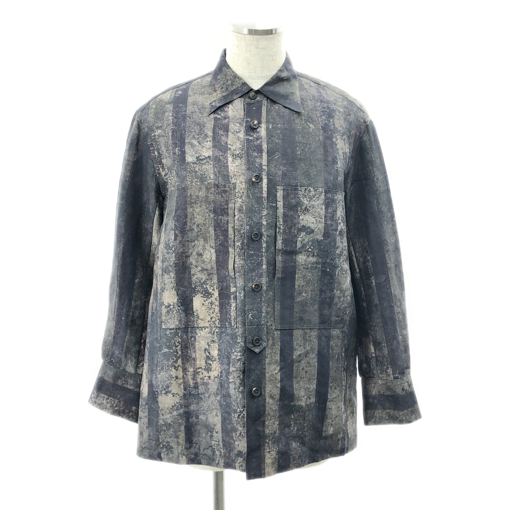 【美品】  ziggy chen / ジギーチェン | 2025SS | Digital Print Long Shirt / 総柄 オーバー シャツ | 44 | CHARCOAL PURPLE | メンズ
