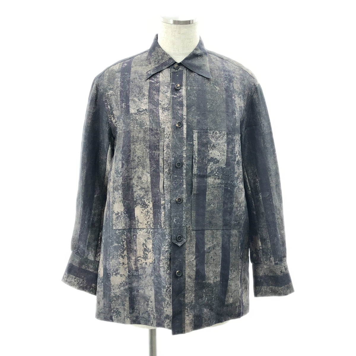 【美品】  ziggy chen / ジギーチェン | 2025SS | Digital Print Long Shirt / 総柄 オーバー シャツ | 44 | CHARCOAL PURPLE | メンズ