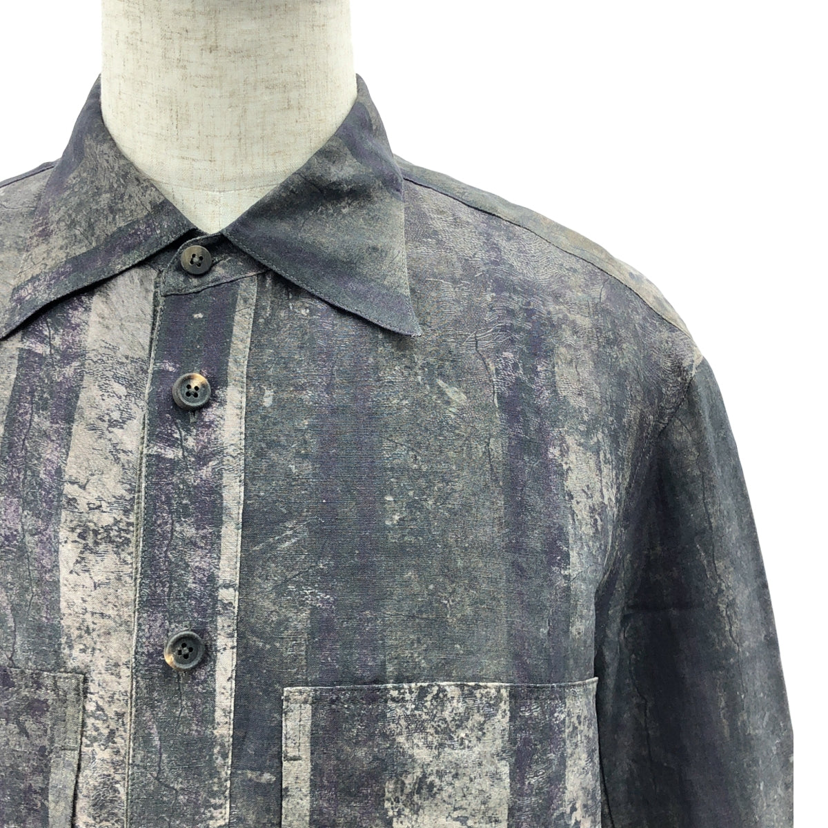 【美品】  ziggy chen / ジギーチェン | 2025SS | Digital Print Long Shirt / 総柄 オーバー シャツ | 44 | CHARCOAL PURPLE | メンズ