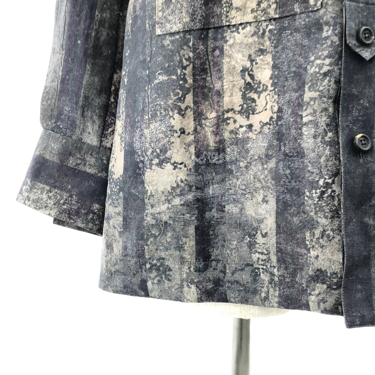 【美品】  ziggy chen / ジギーチェン | 2025SS | Digital Print Long Shirt / 総柄 オーバー シャツ | 44 | CHARCOAL PURPLE | メンズ