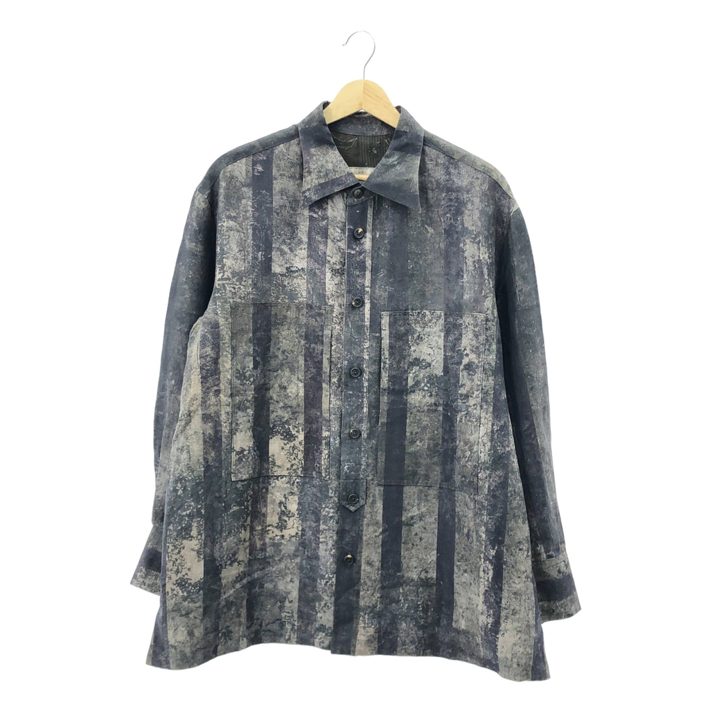 【美品】  ziggy chen / ジギーチェン | 2025SS | Digital Print Long Shirt / 総柄 オーバー シャツ | 44 | CHARCOAL PURPLE | メンズ