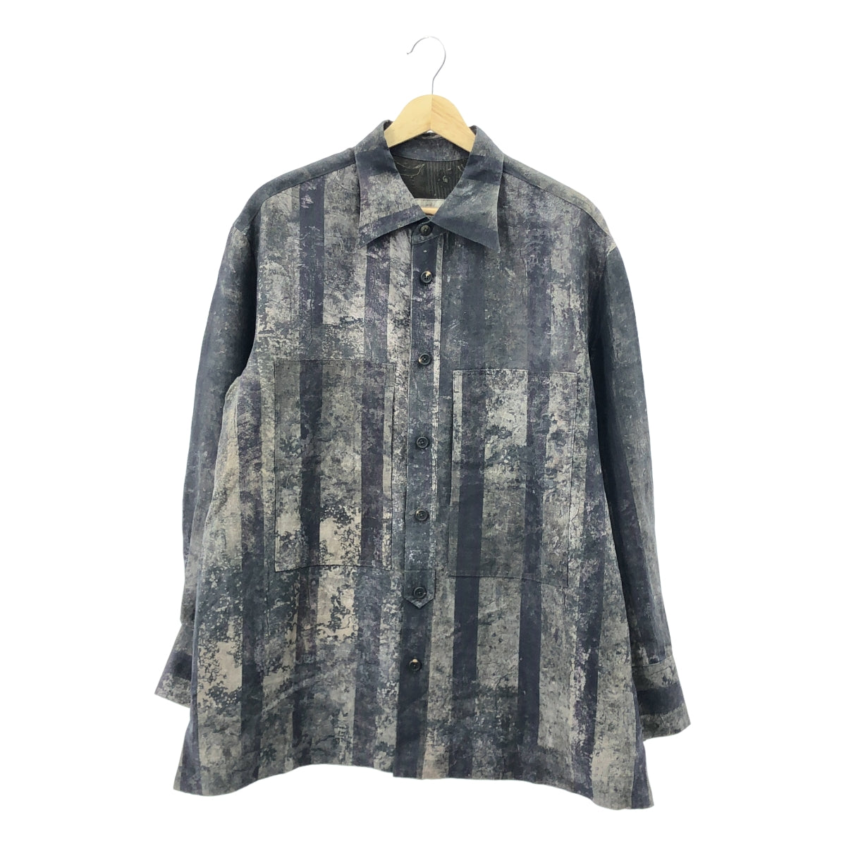 【美品】  ziggy chen / ジギーチェン | 2025SS | Digital Print Long Shirt / 総柄 オーバー シャツ | 44 | CHARCOAL PURPLE | メンズ