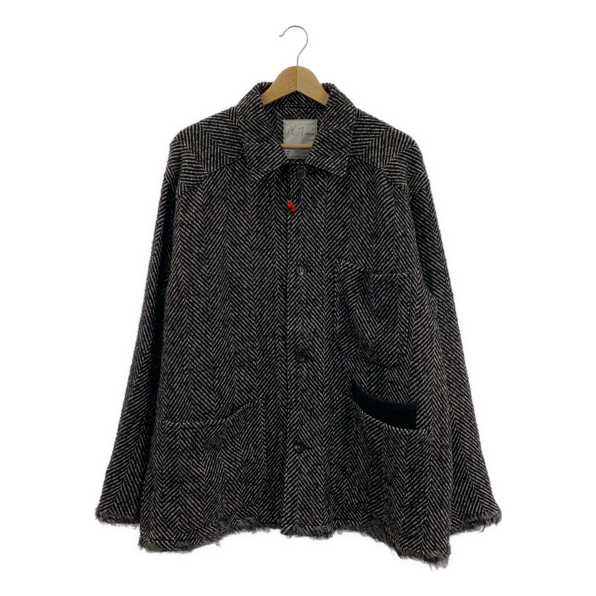 ANCELLM / アンセルム | DAMAGE WOOL HERRINGBONE COVER ALL / ツイード ヘリンボーン ジャケット | 1 | メンズ