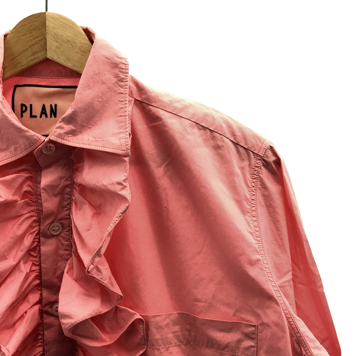 Plan C / プランシー | コットン フリル プルオーバー ロング シャツ ワンピース | 36 |