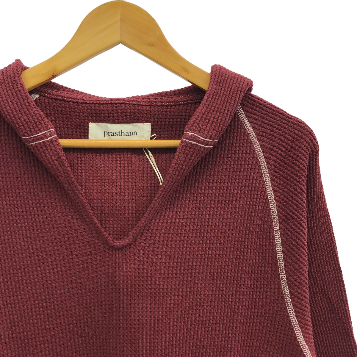 [New] prasthana / Prasthana | Deep V Hoodie | S | Burgundy | Men's