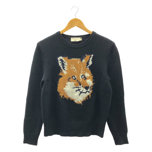 MAISON KITSUNE | Big Fox Head Jacquard Pullover Knit | M | Black | Women's