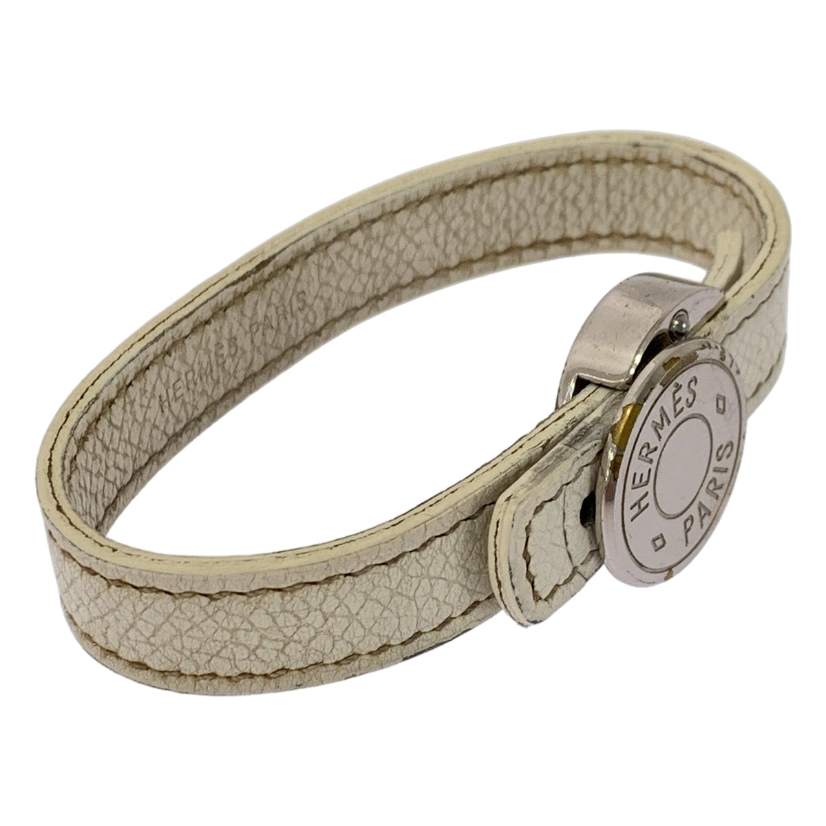 HERMES / エルメス | セリエ ルーピング レザー ブレスレット | ホワイト/シルバー | レディース