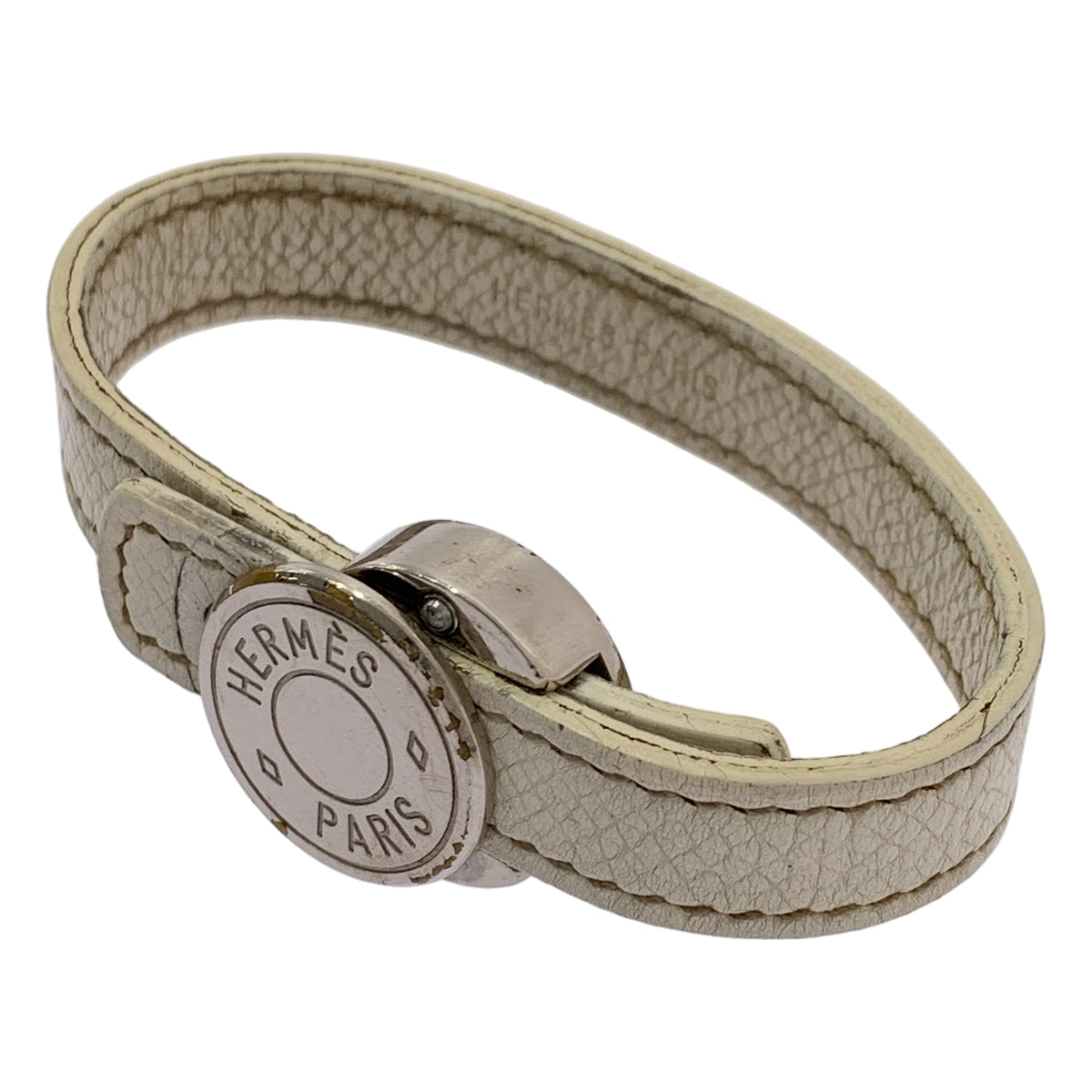 HERMES / エルメス | セリエ ルーピング レザー ブレスレット | ホワイト/シルバー | レディース