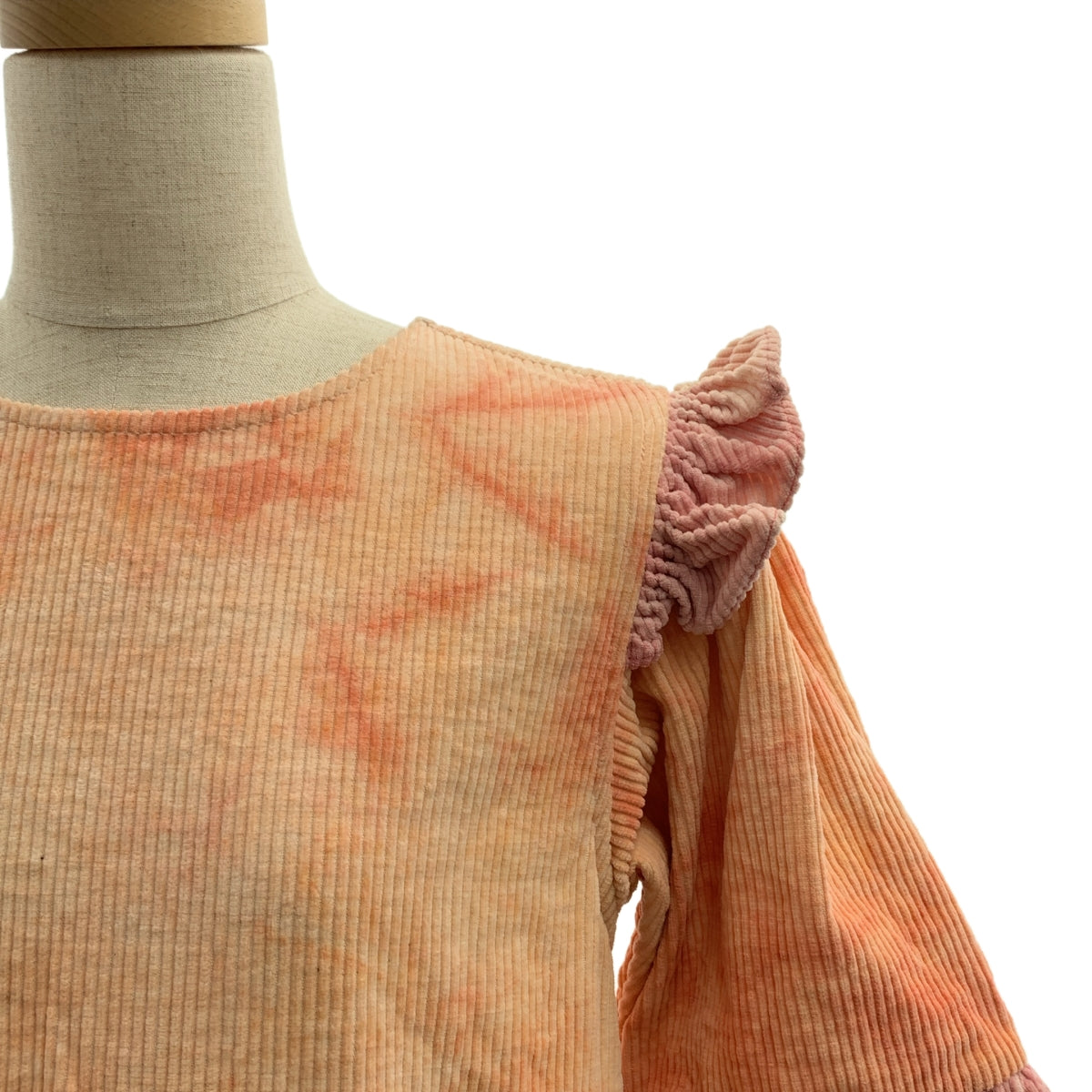 STORY mfg. | 紮染荷葉邊燈芯絨洋裝 | XS |