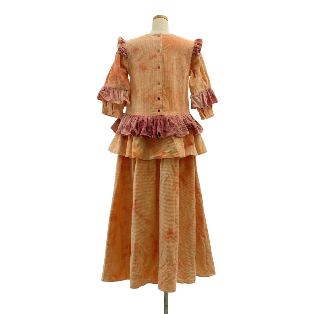 STORY mfg. | 紮染荷葉邊燈芯絨洋裝 | XS |