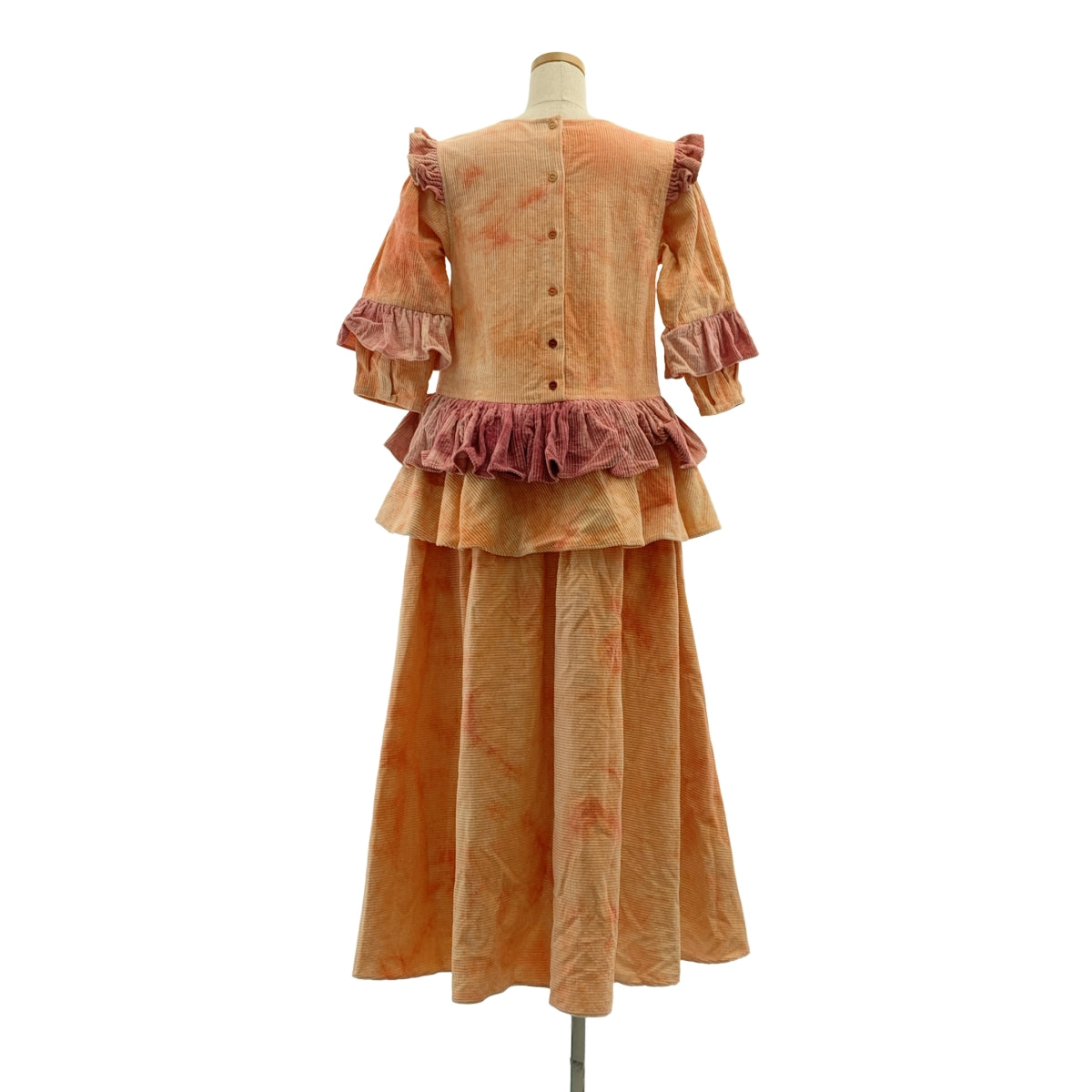 STORY mfg. | 紮染荷葉邊燈芯絨洋裝 | XS |