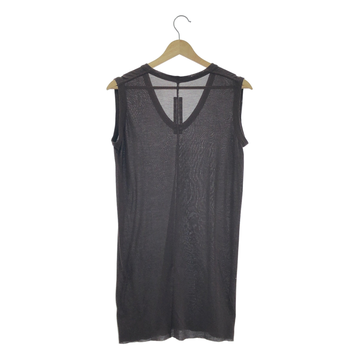 Rick Owens / リックオウエンス | シルク混 Vネック ノースリーブ カットソー | 38 | ブラウン | レディース