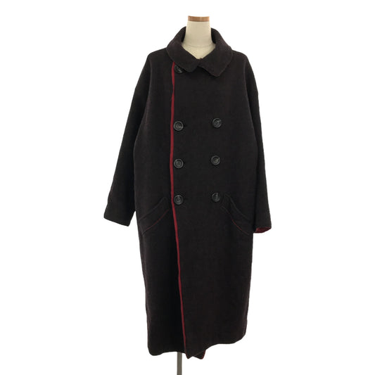 [Good Condition] Y's / Y's Yohji Yamamoto | Wool double-breasted overcoat / lined | 2 | Wine red | Women's