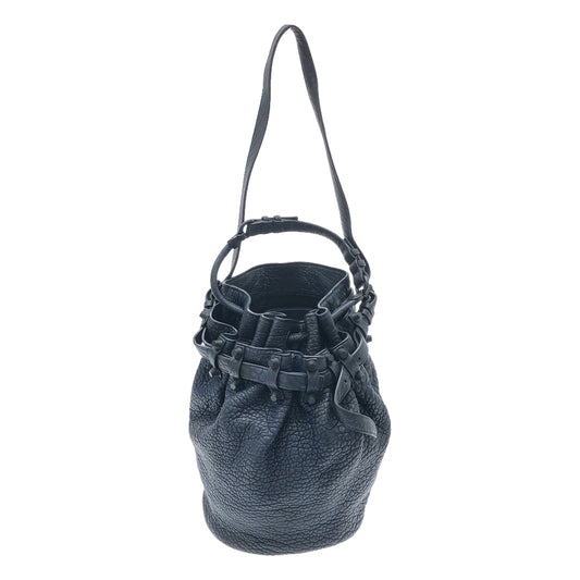 [Good Condition] ALEXANDER WANG | 2-way shoulder strap leather studded drawstring handbag | Black/dark navy | Women's