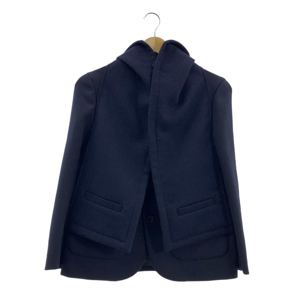 [狀況極佳] tricot COMME des GARÇONS | 2019 秋冬 / 2019 秋冬 | 連帽羊毛修身外套 | M 碼 | 海軍藍 | 女款