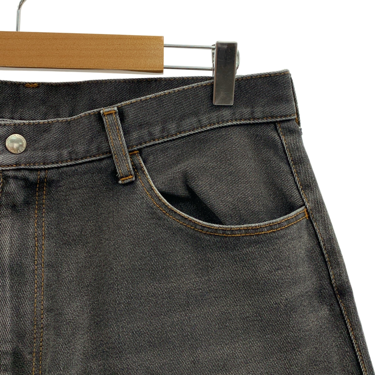 N.HOOLYWOOD / 엔 할리우드 | COMPILE / DENIM HALF PANTS / 블랙 데님 와이드 이지 반바지 반바지 | 42 | 남성