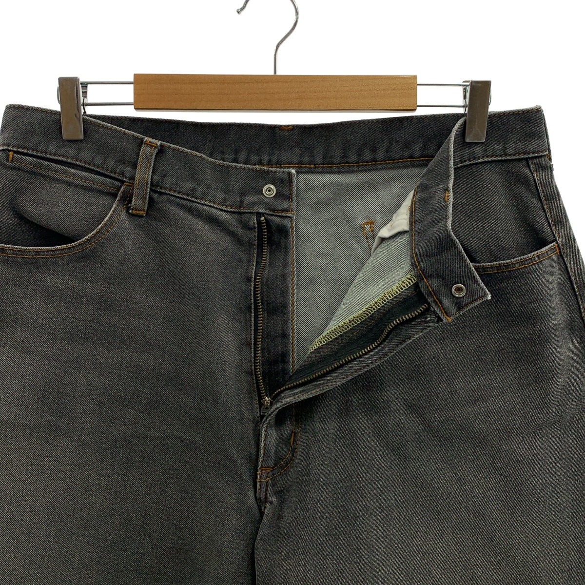 N.HOOLYWOOD / 엔 할리우드 | COMPILE / DENIM HALF PANTS / 블랙 데님 와이드 이지 반바지 반바지 | 42 | 남성