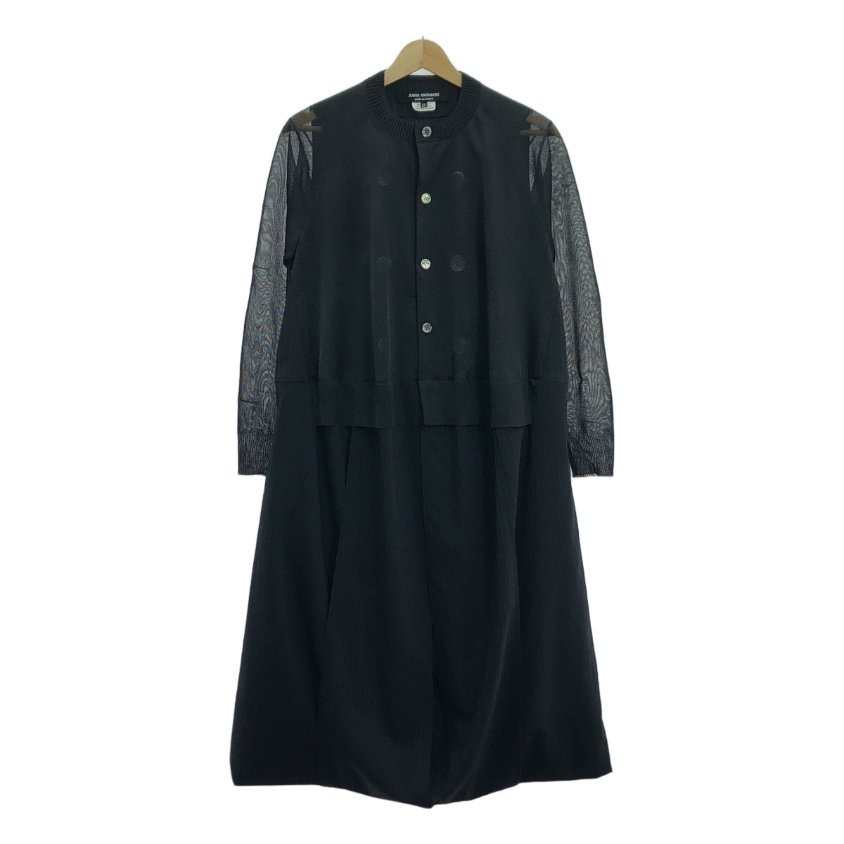 【미품】 JUNYA WATANABE COMME des GARCONS / 준야와타나베 | 2021SS/AD2020 | 시어 카디건 도킹 레이어드 울 원피스 | XS | 블랙 | 여성