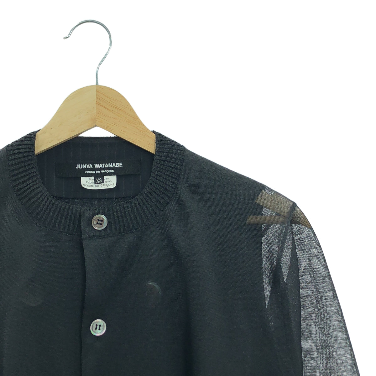 【미품】 JUNYA WATANABE COMME des GARCONS / 준야와타나베 | 2021SS/AD2020 | 시어 카디건 도킹 레이어드 울 원피스 | XS | 블랙 | 여성