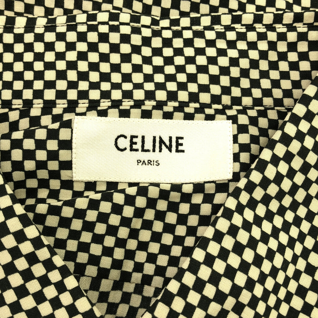 [狀況良好] CELINE | 2021春夏 | THE DANCING KID 經典人造絲襯衫 | 43 |黑色/米色|男士