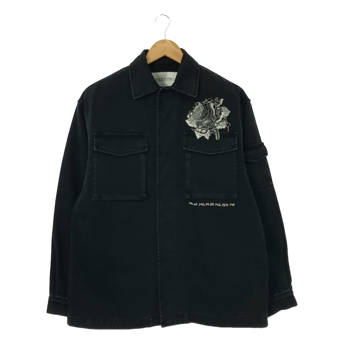 VALENTINO | Flower Bead Embroidery Denim Jacket | Size 40 | Black | Women's