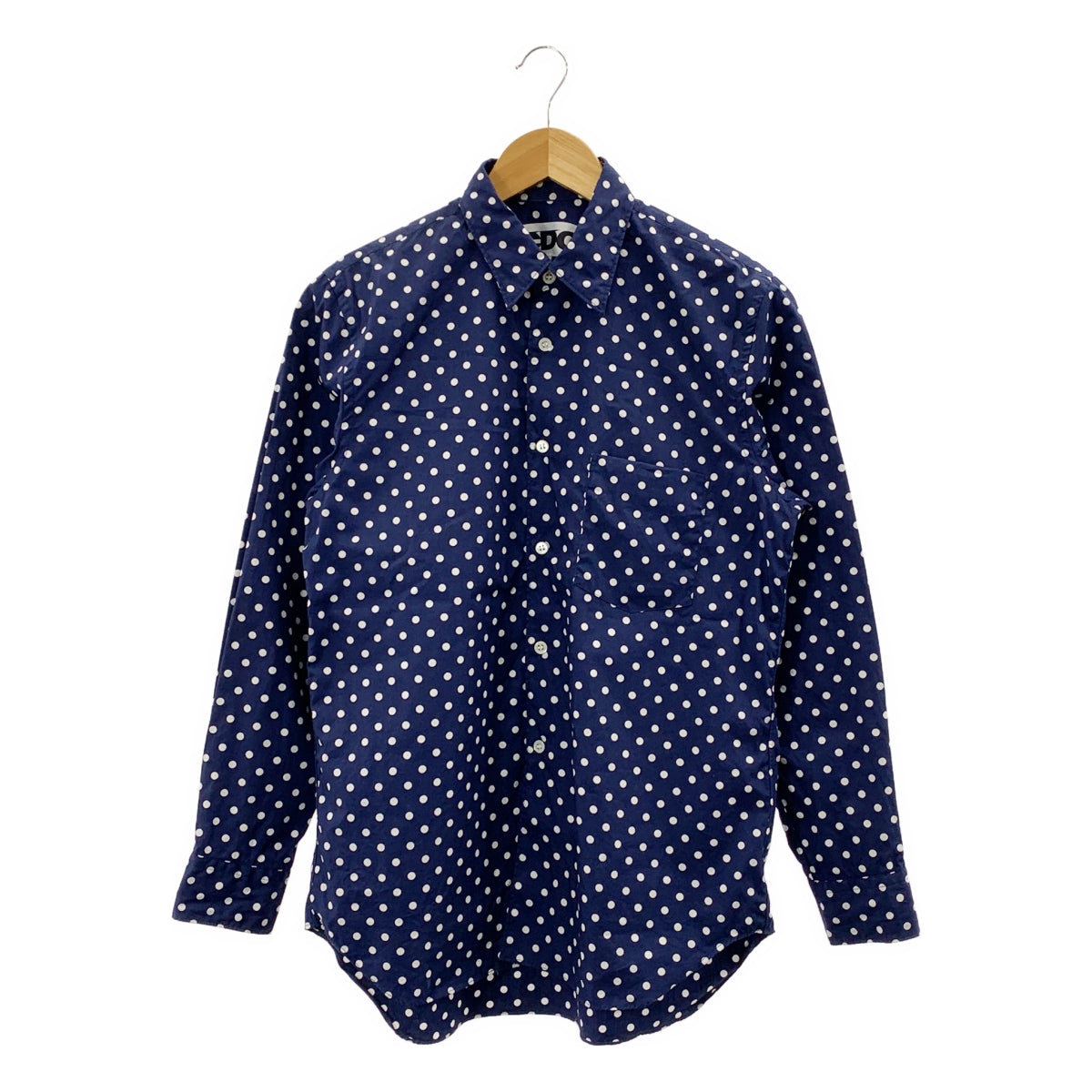 【美品】  CDG by Comme des Garcons. / シーディージー コムデギャルソン | 2019 | コットン ドット バックロゴ レギュラーカラー シャツ | S | ネイビー/ホワイト | メンズ