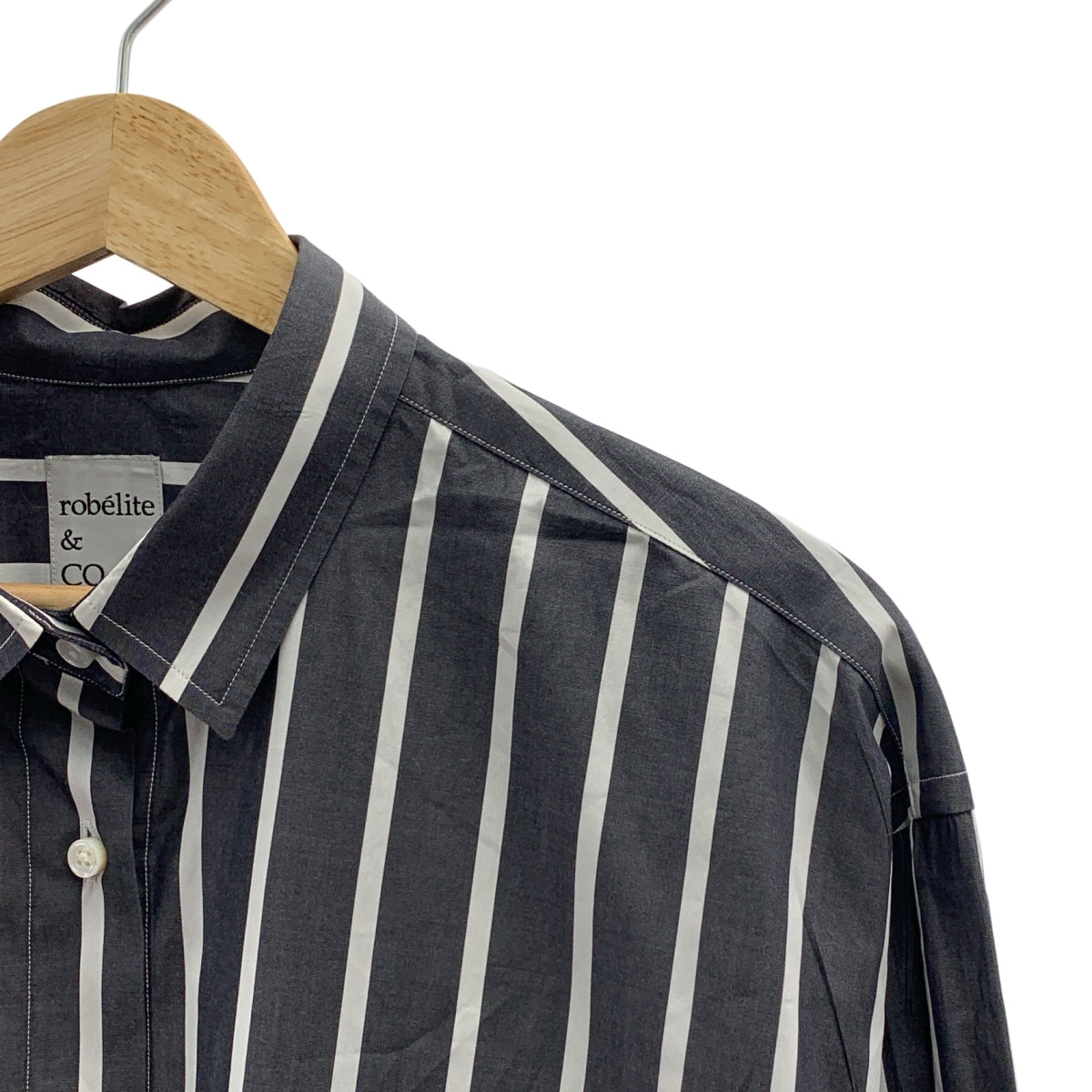 robelite&CO. / ローベリイテアンドシーオー | × L'Appartement Wide Stripe Shirt ワイド ストライプ シャツ | 38 | ネイビー/ホワイト | レディース