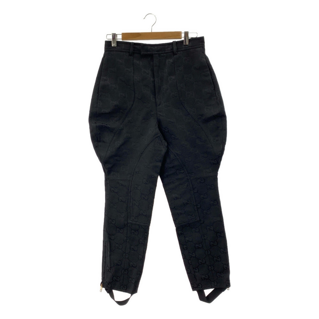 【美品】  GUCCI / グッチ | 2022SS | Monogram Pants / ジャガード GGロゴ 裾ジップ アジャスター パンツ | 44 | ブラック | メンズ