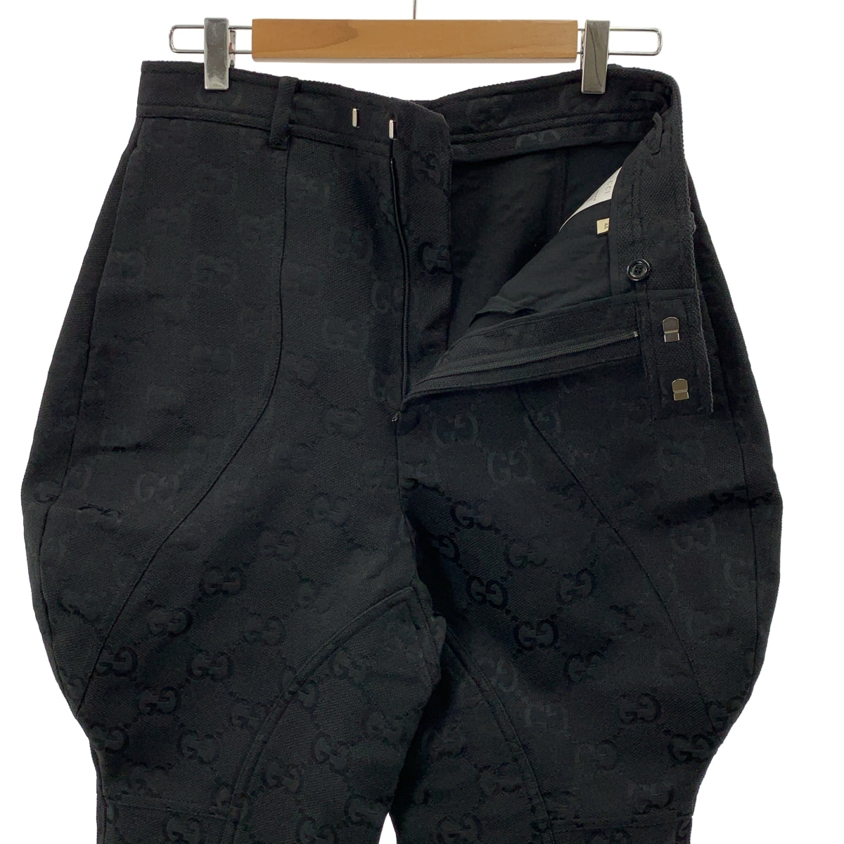 【美品】  GUCCI / グッチ | 2022SS | Monogram Pants / ジャガード GGロゴ 裾ジップ アジャスター パンツ | 44 | ブラック | メンズ