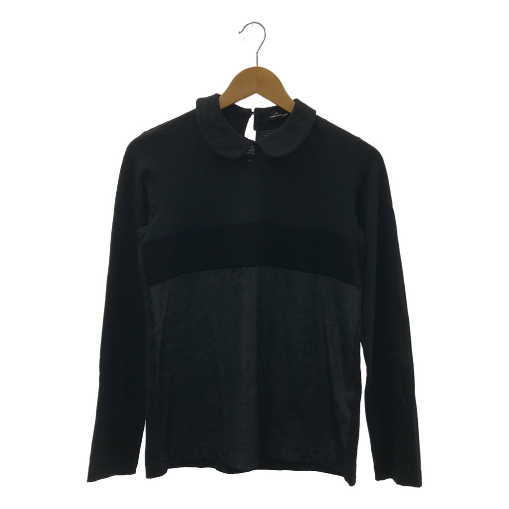 COMME des GARÇONS 針織衫 | 1995秋冬 | 羊毛與絲絨針織衫，圓領，撞色裝飾 |