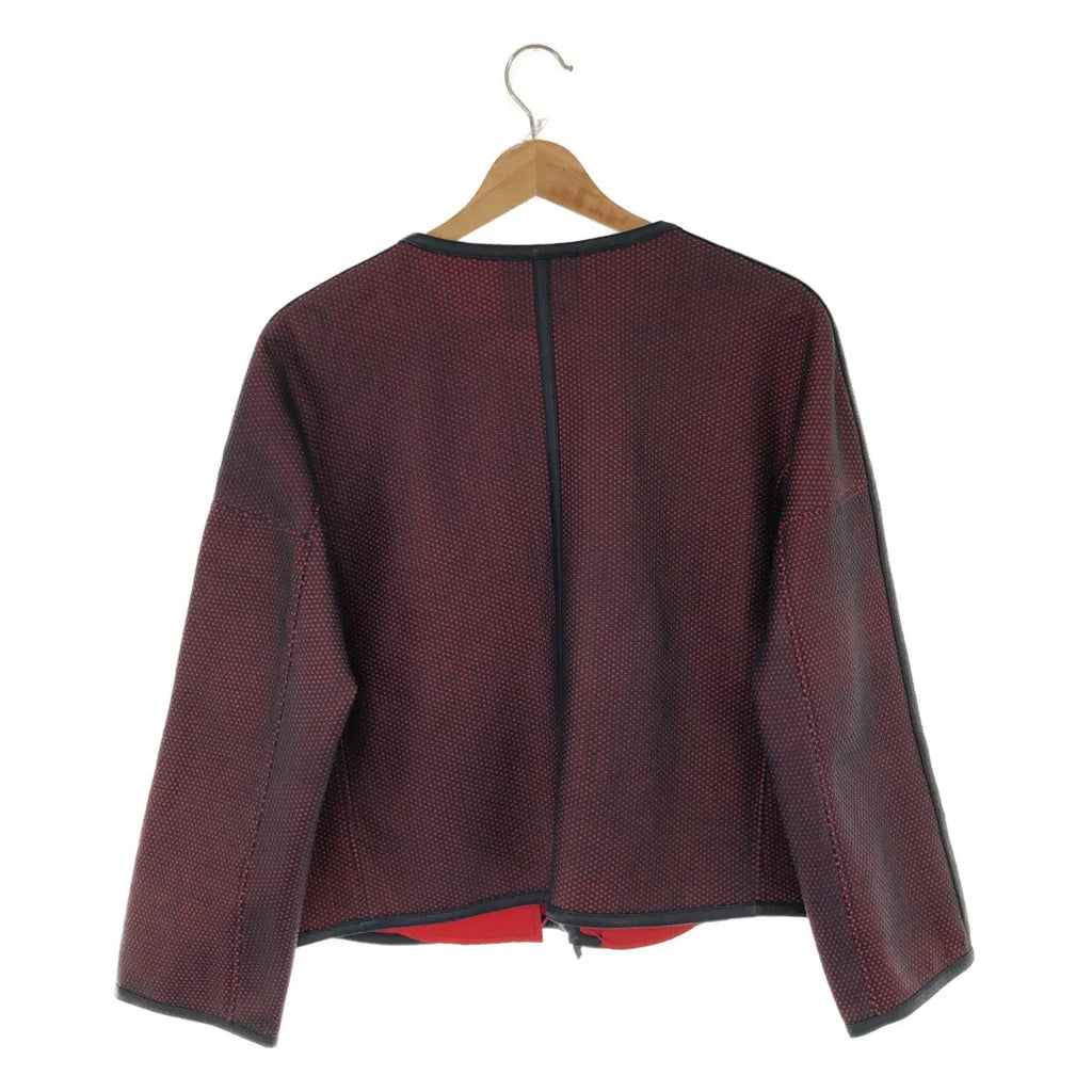 ARMANI COLLEZIONI / アルマーニコレツォーニ | メッシュ ボンディング パイピング ノーカラージャケット | 40 | ネイビー | レディース