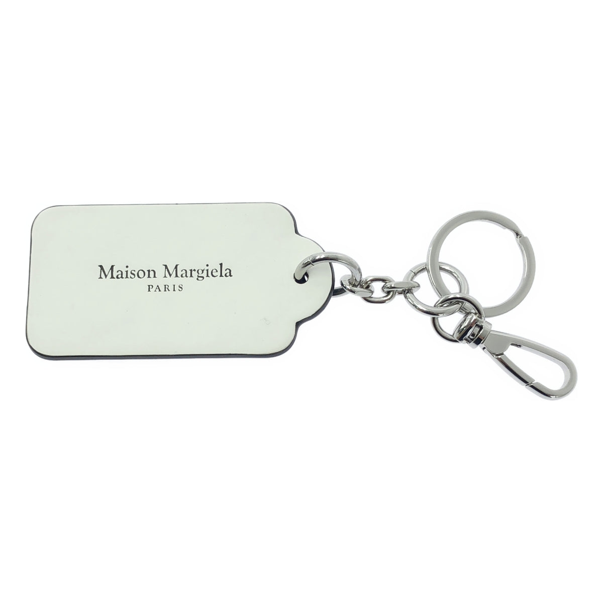 【美品】  Maison Margiela / メゾンマルジェラ | 2024SS | FOUR STITCHES KEYRING LARGE ロゴ キーリング | ホワイト / ブラック | レディース