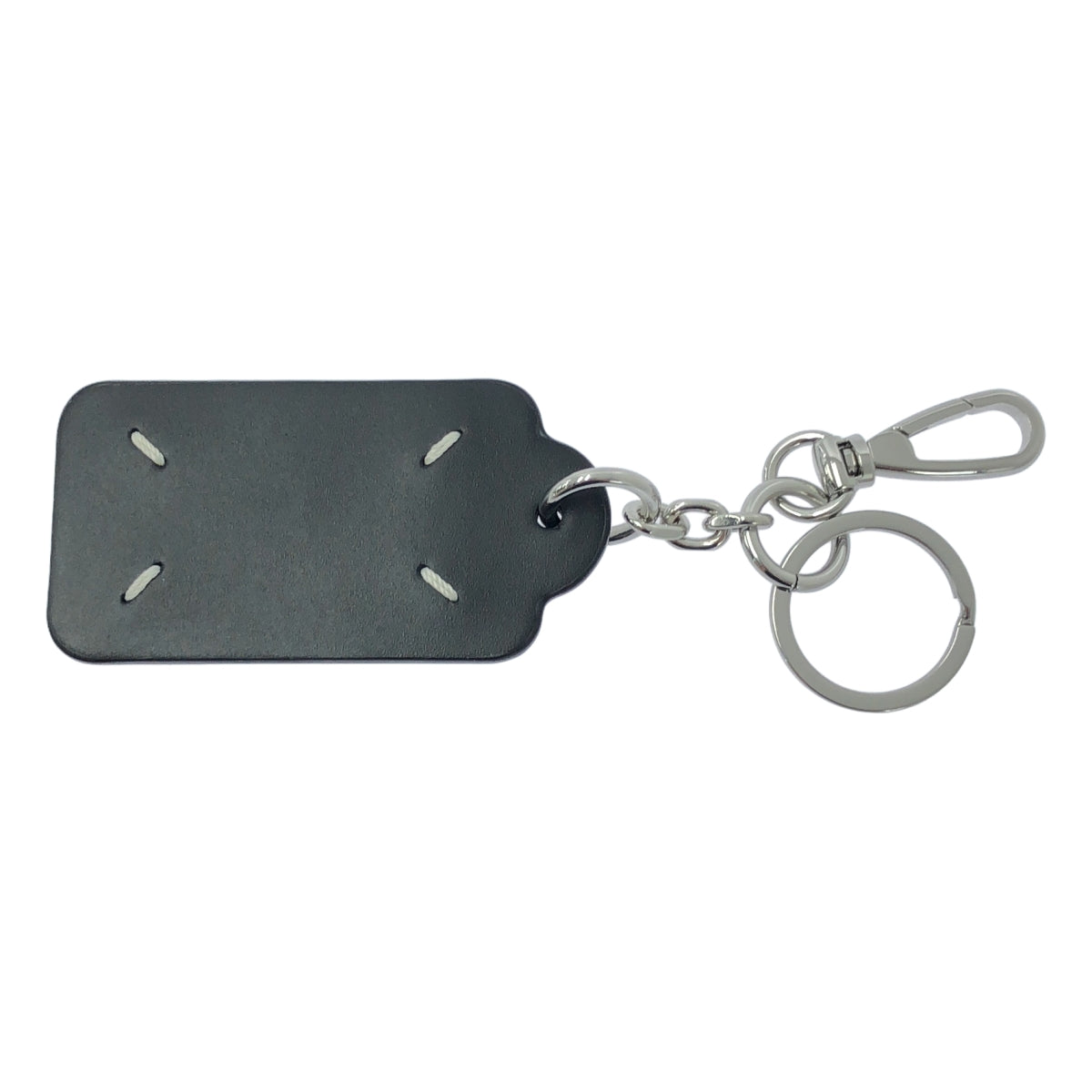 【美品】  Maison Margiela / メゾンマルジェラ | 2024SS | FOUR STITCHES KEYRING LARGE ロゴ キーリング | ホワイト / ブラック | レディース