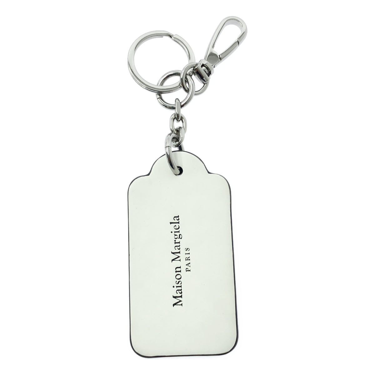 【美品】  Maison Margiela / メゾンマルジェラ | 2024SS | FOUR STITCHES KEYRING LARGE ロゴ キーリング | ホワイト / ブラック | レディース