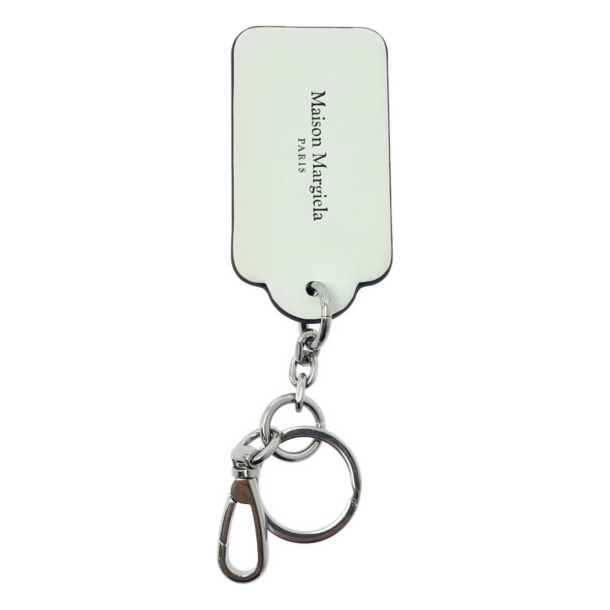 【美品】  Maison Margiela / メゾンマルジェラ | 2024SS | FOUR STITCHES KEYRING LARGE ロゴ キーリング | ホワイト / ブラック | レディース