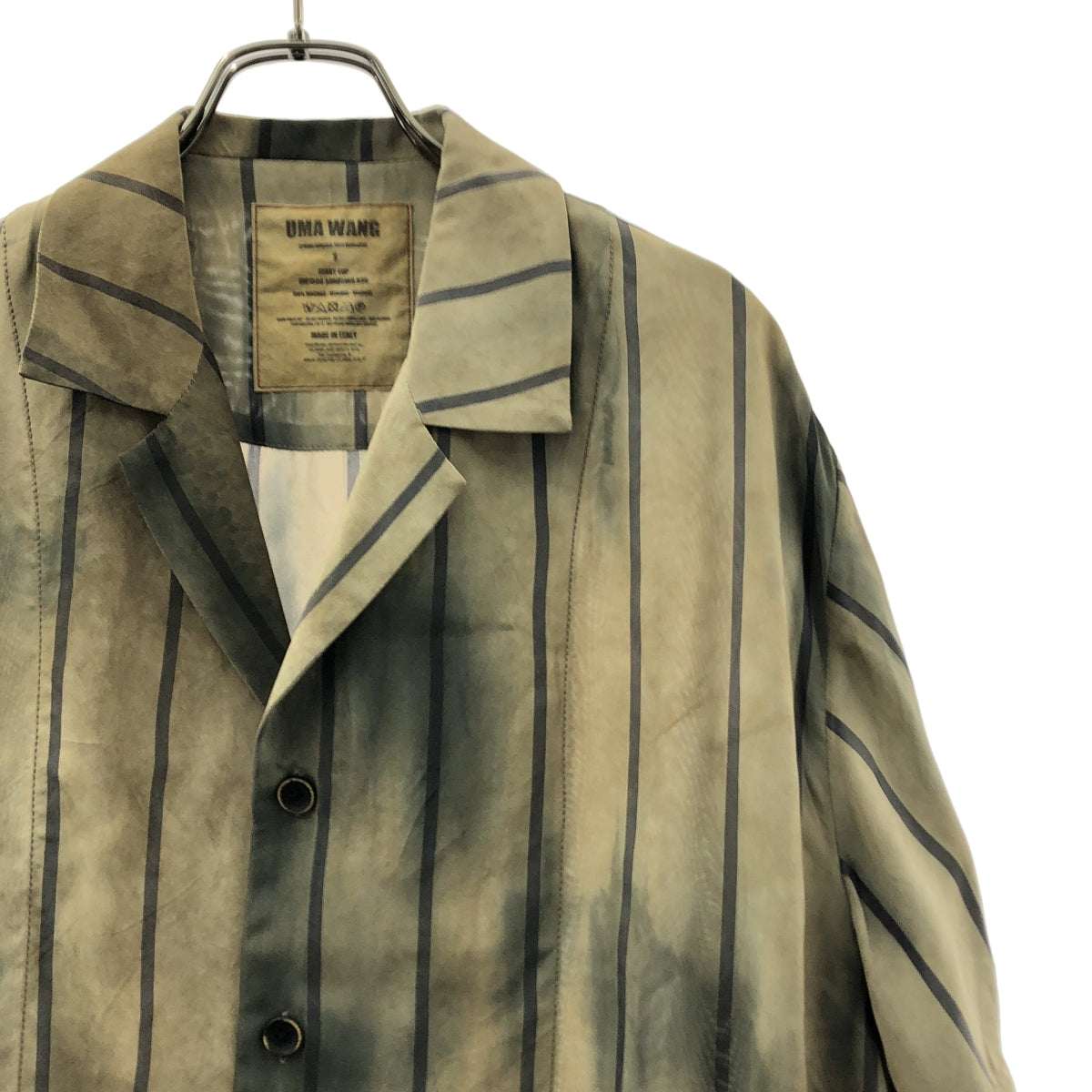 UMA WANG / ユマワン | TERRY TOP ストライプ オープンカラー シャツ | S | メンズ