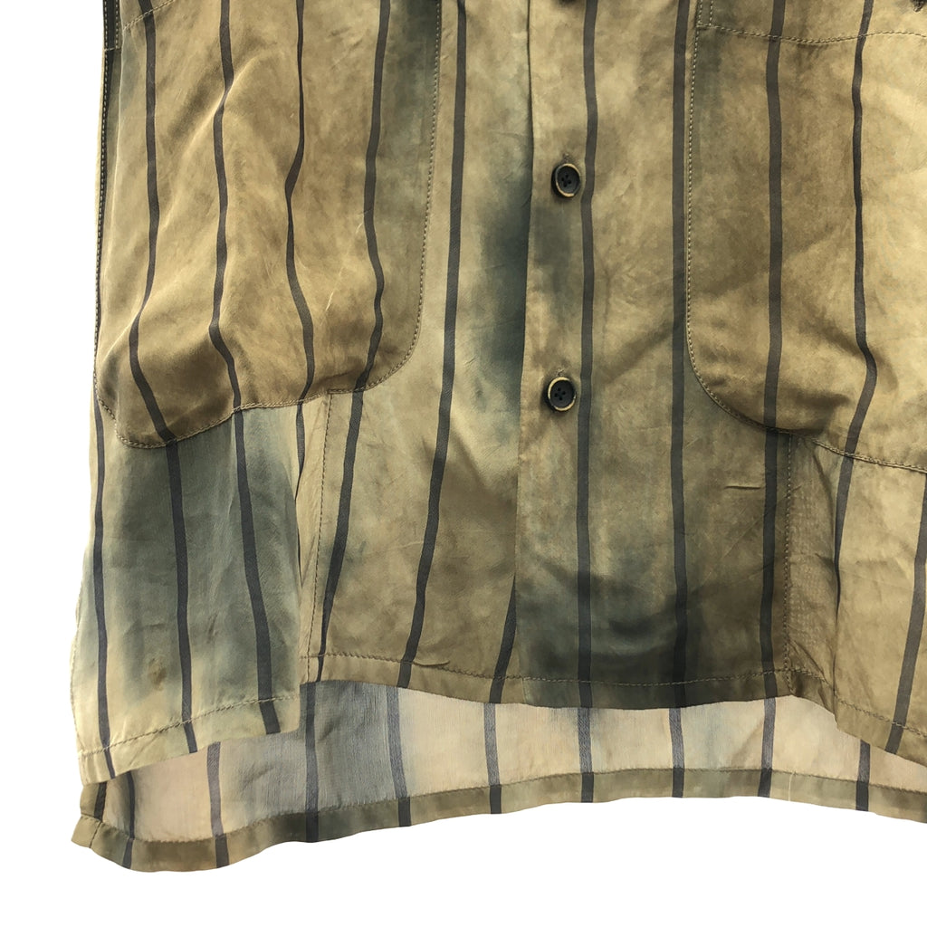 UMA WANG / ユマワン | TERRY TOP ストライプ オープンカラー シャツ | S | メンズ