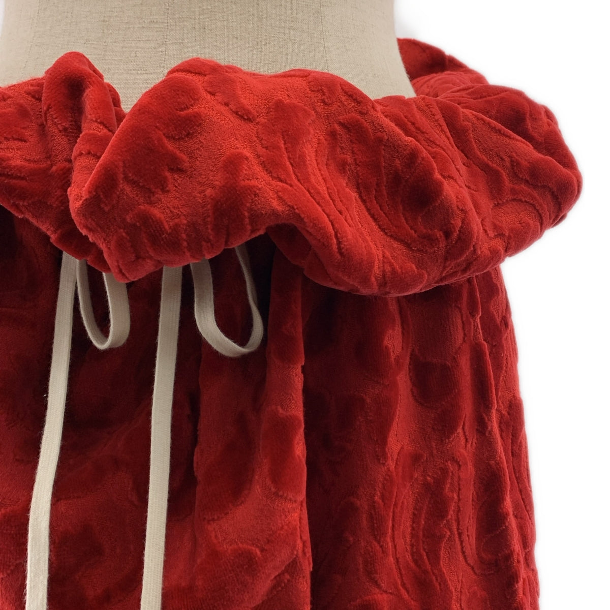 [品相良好] COMME des GARCONS | 1996AW / AD1996 | 90年代植絨花朵2WAY抽繩天鵝絨半身裙 | S | 紅色 | 女款