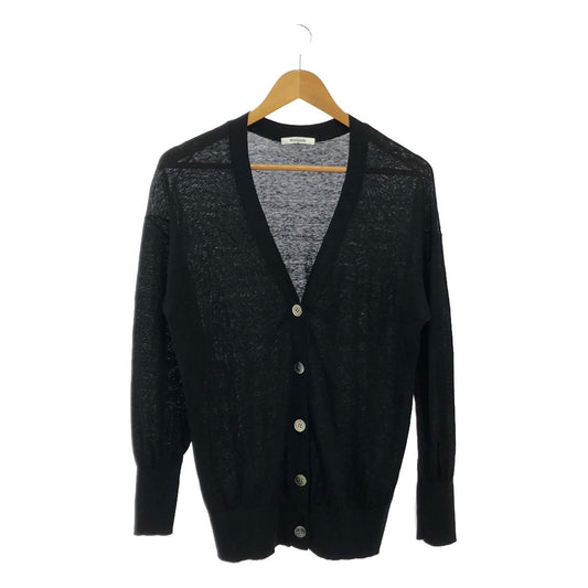 Whim Gazette | Linen Silk V-neck Cardigan | F | Black | Women's