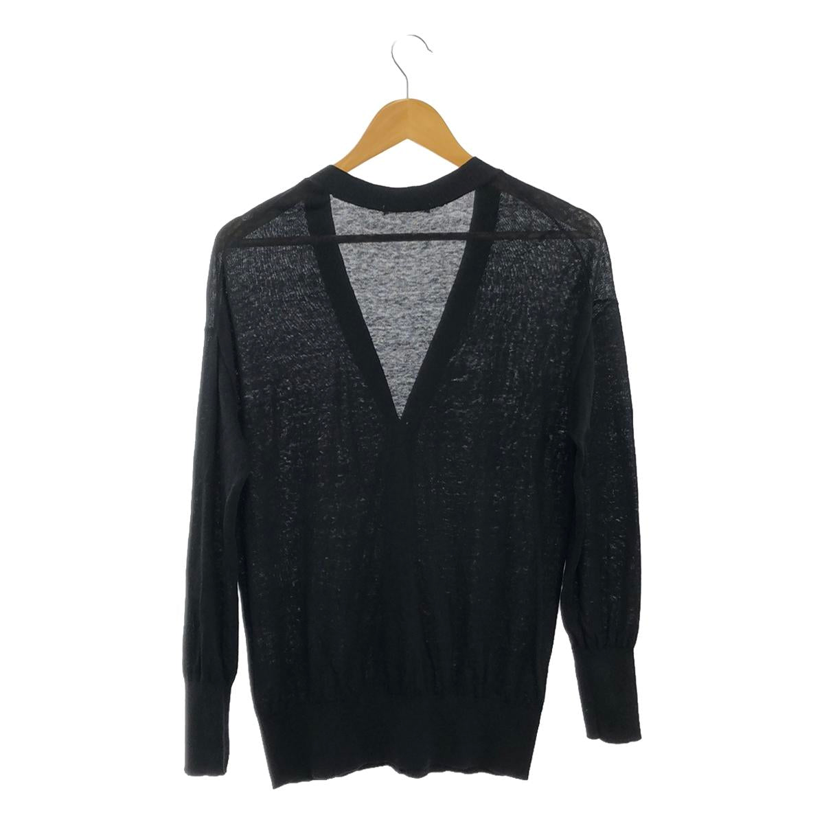 Whim Gazette | Linen Silk V-neck Cardigan | F | Black | Women's