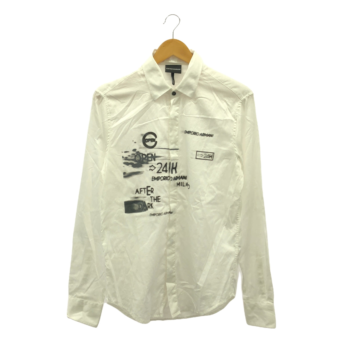 EMPORIO ARMANI / エンポリオアルマーニ | 2way 付け襟 プリント バンドカラー / レギュラーカラー シャツ | M | ホワイト | メンズ