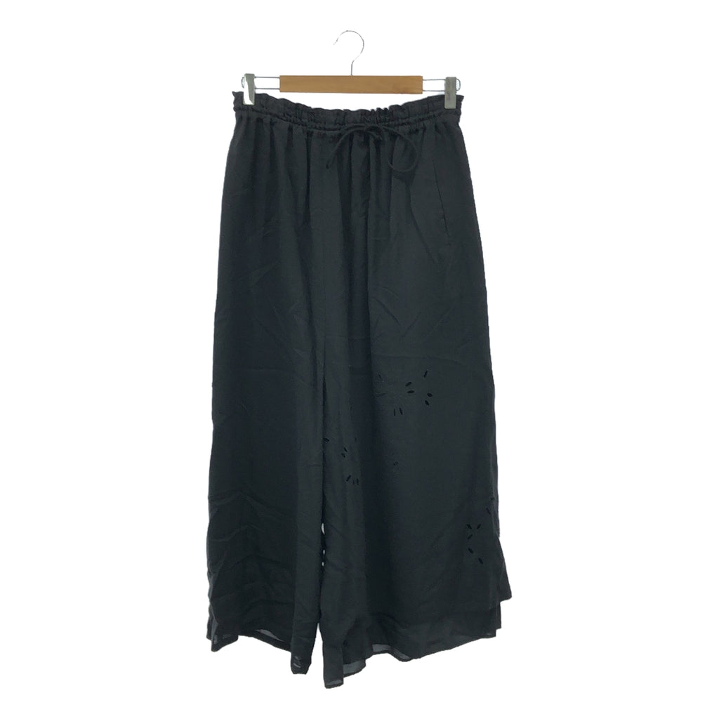 【미품】 Y's / 와이즈 요우지야마모토 | DRAWSTRING PANTS WITH DOUBLE LEFT LEG 컷 워크 팬츠 | 2 | 블랙 | 여성