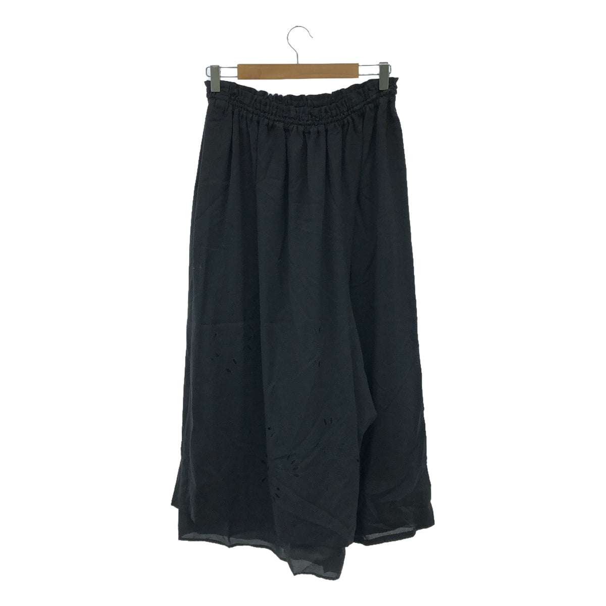【미품】 Y's / 와이즈 요우지야마모토 | DRAWSTRING PANTS WITH DOUBLE LEFT LEG 컷 워크 팬츠 | 2 | 블랙 | 여성
